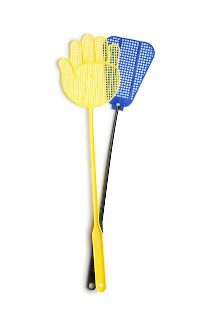 The plastic flyswatter isolated on white background