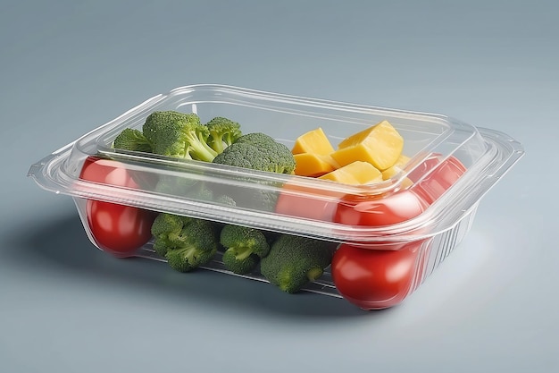 Plastic Food Packaging Tray With Clear Plastic Cover mockup