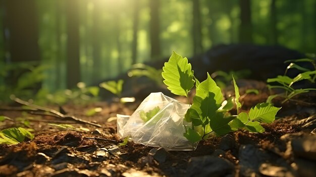 plastic in the forest