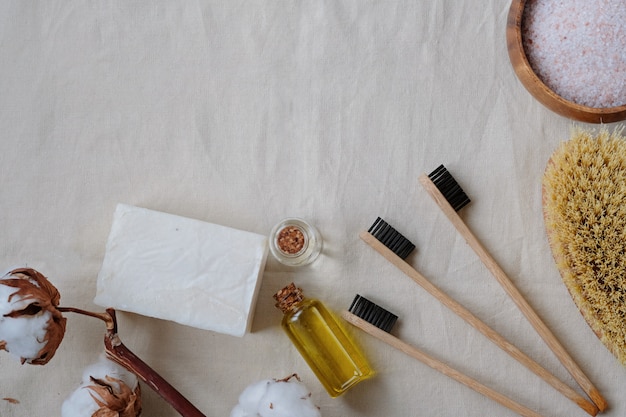 Plastic free products and bamboo toothbrush 