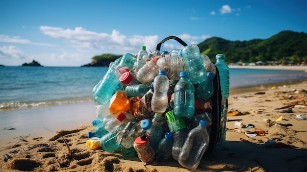 Plastic garbage on beach