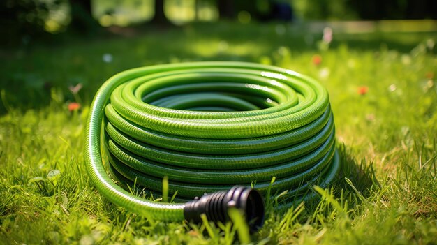 Plastic Garden Hose on Grass