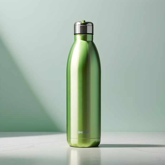 plastic green water bottle mockup