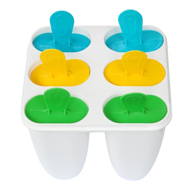 Plastic ice cream making box on white background