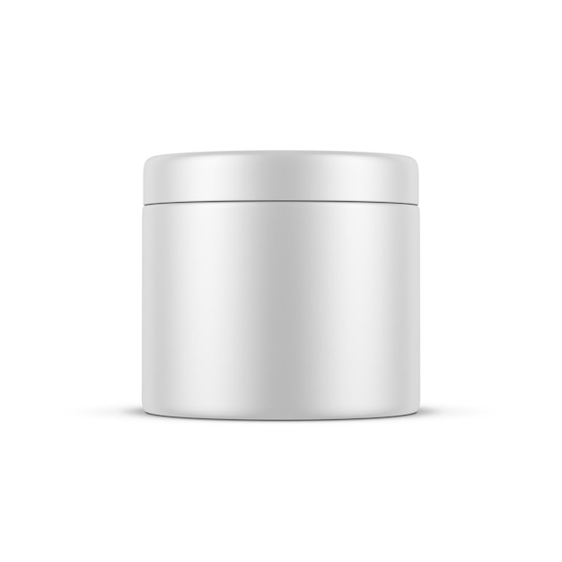 Plastic jar tin can mockup for cosmetics isolated on white, 3d rendering