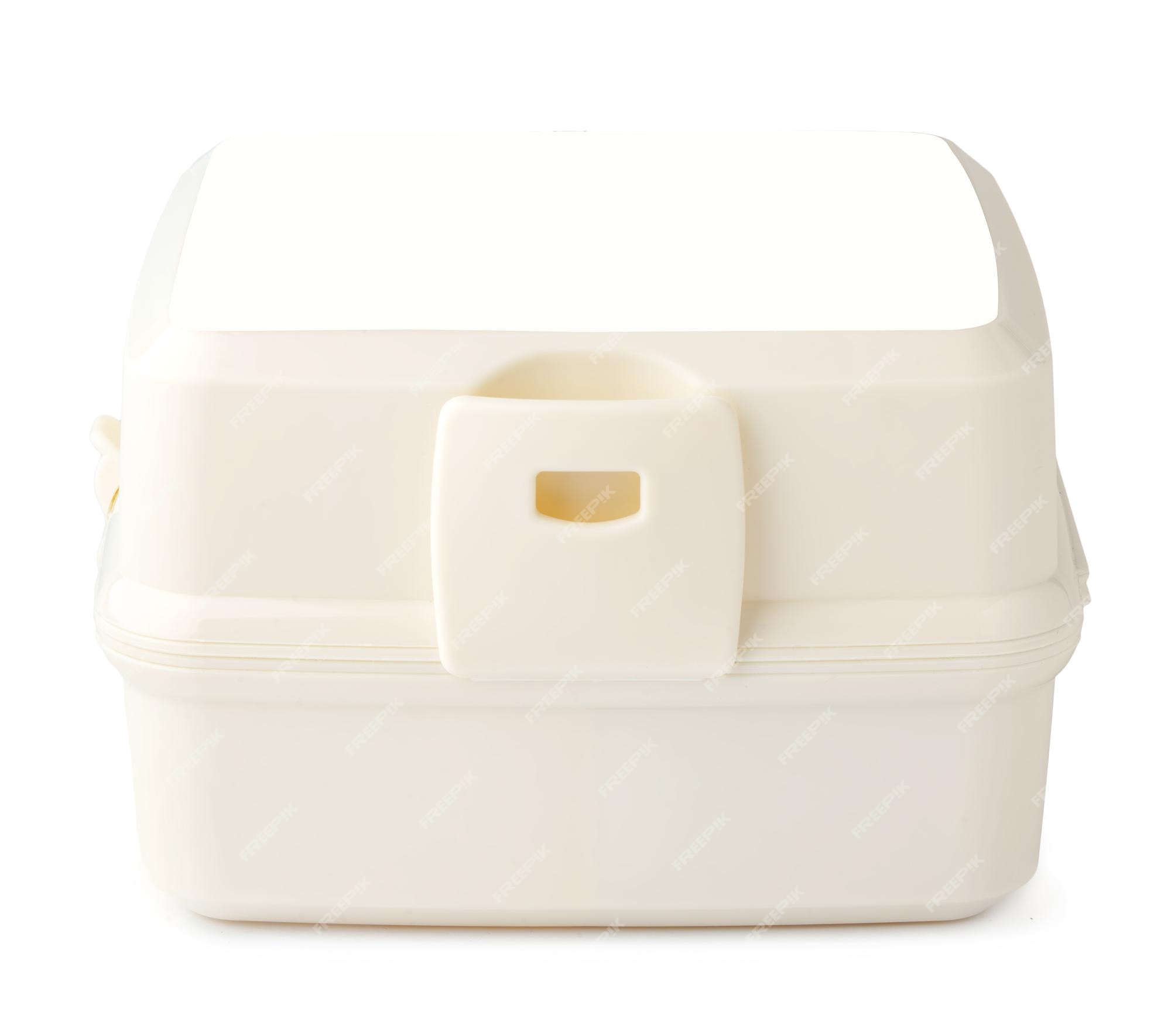 Plastic food container lunch box with a lid isolated on white