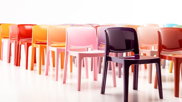 Photo plastic molded chairs on white background