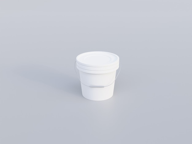 Plastic paint bucket mockup image on white background