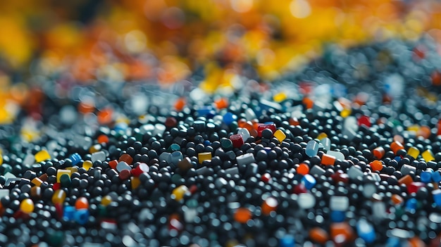 Foto plastic pellets achtergrond closeup plastic granules polymer plastic kralen hars polymer