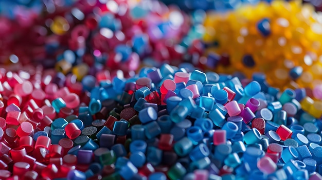 Foto plastic pellets achtergrond closeup plastic granules polymer plastic kralen hars polymer