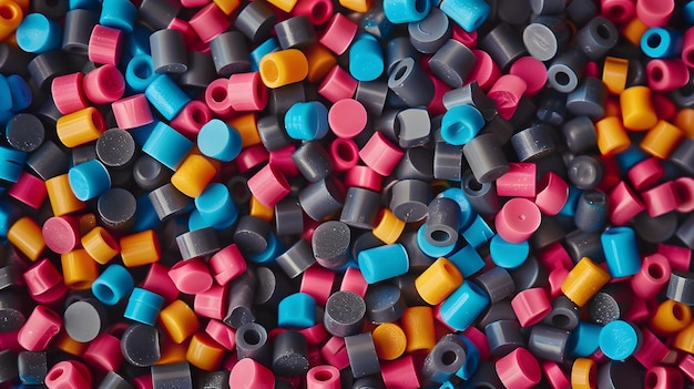 Photo plastic pellets background closeup plastic granules polymer plastic beads resin polymer
