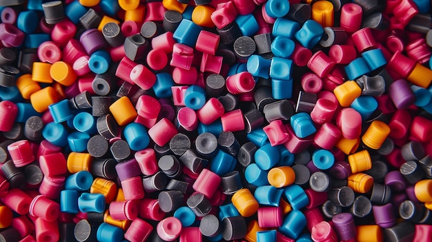 Photo plastic pellets background closeup plastic granules polymer plastic beads resin polymer