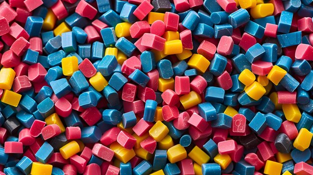 Photo plastic pellets background closeup plastic granules polymer plastic beads resin polymer