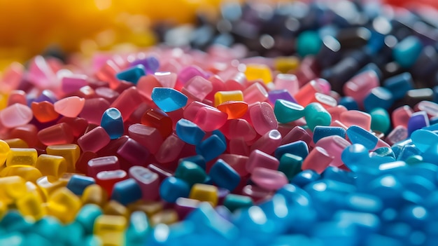 Plastic pellets Background Closeup Plastic granules Polymer plastic beads resin polymer