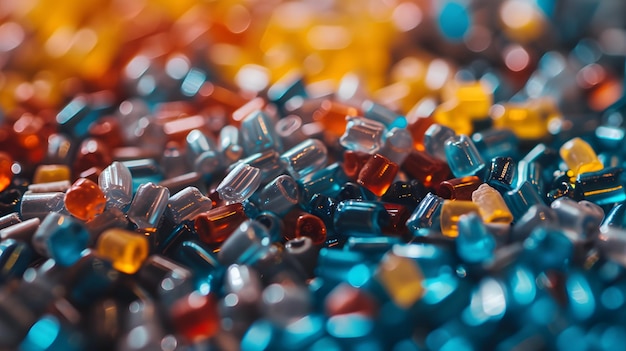 Plastic pellets Background Closeup Plastic granules Polymer plastic beads resin polymer