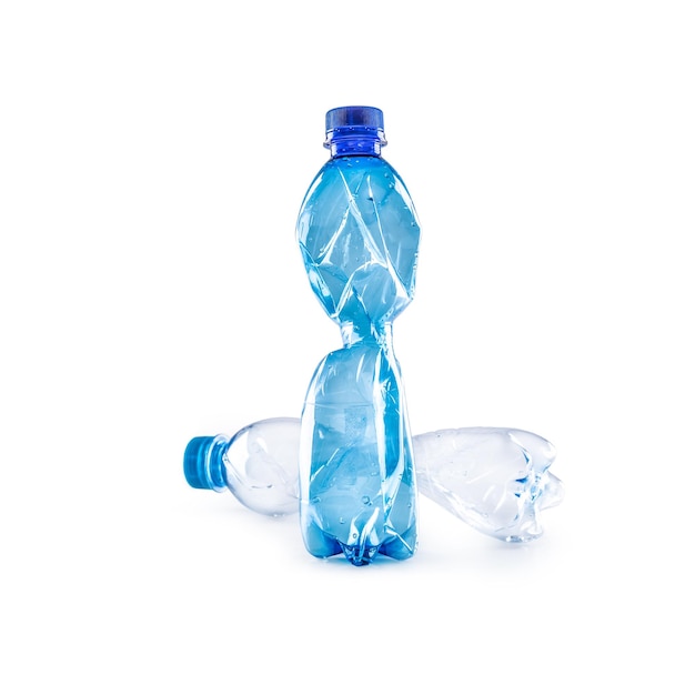 Photo plastic pet bottles used on a white background