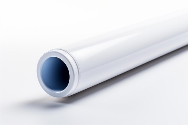 Plastic pipe on a white background 3d rendering Mock up