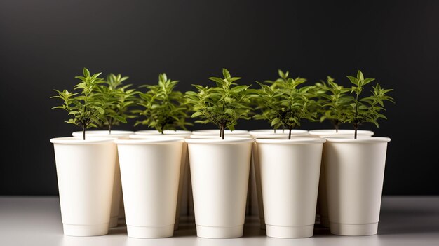 Plastic PLA compostable cup on white background