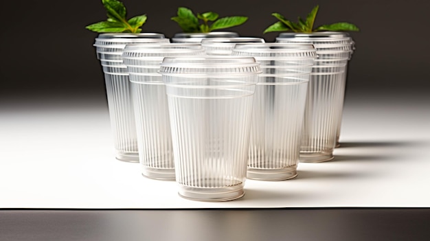 Plastic PLA compostable cup on white background