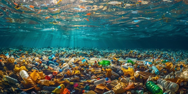 Photo plastic pollution in the ocean