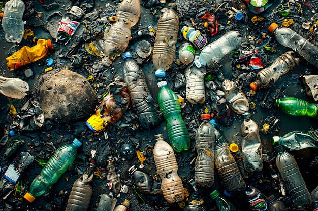 Photo plastic pollution patterns a visual exploration of excessive waste created with generative ai technology