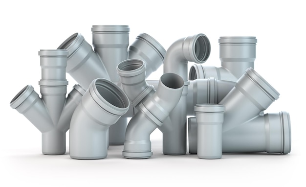 plastic pvc pipes isolated on the white background