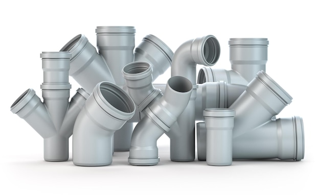 Plastic pvc pipes isolated on the white background