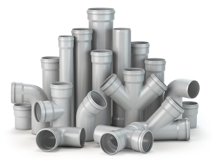Plastic pvc pipes isolated on the white background