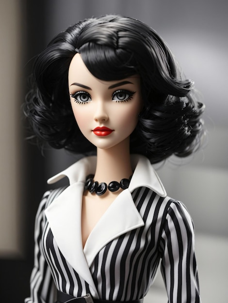 Photo plastic realistic humanlike female doll with modern facial construction barbielike theme