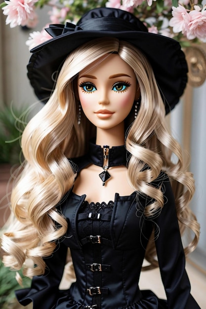 Photo plastic realistic humanlike female doll with modern facial construction barbielike theme