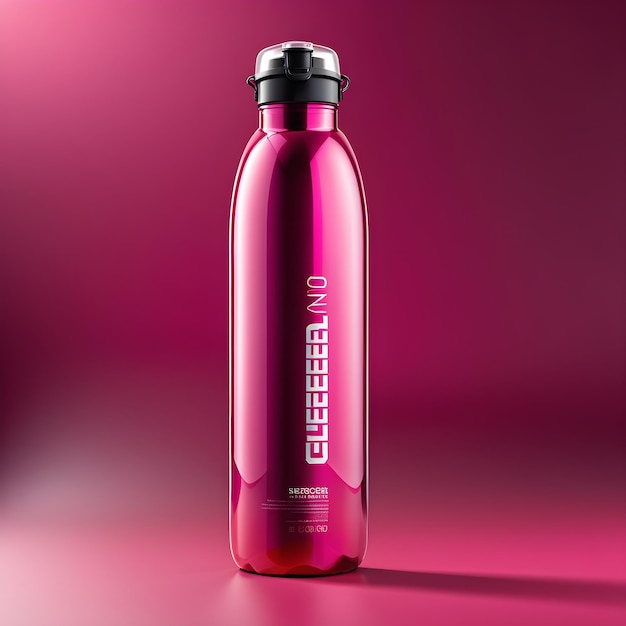 Foto plastic roze sport water fles mockup