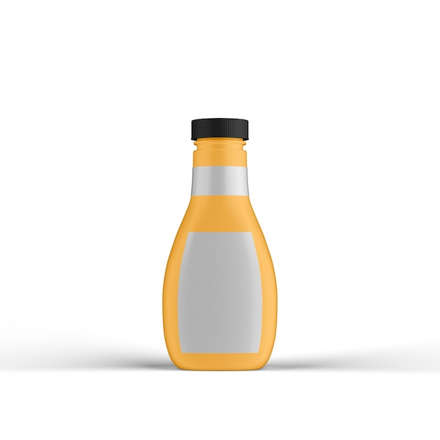 plastic sauce bottle on white background