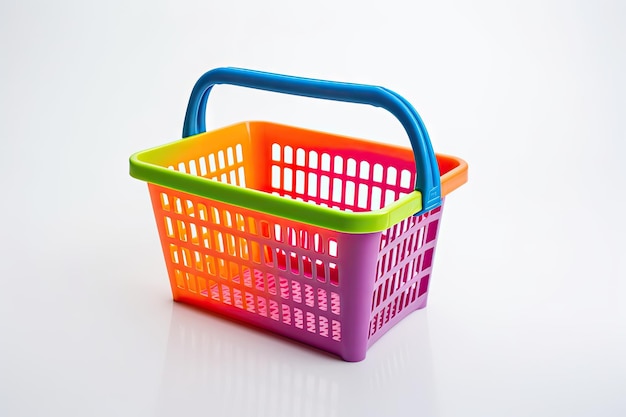 Plastic shopping basket in white background