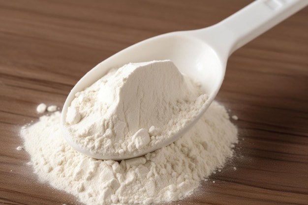 Plastic spoon in protein powder