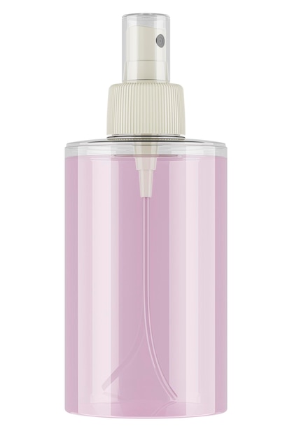 Plastic spray transparent bottle with liquid 3D rendering