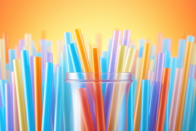 Photo plastic straw cocktail day vertical banner generate ai