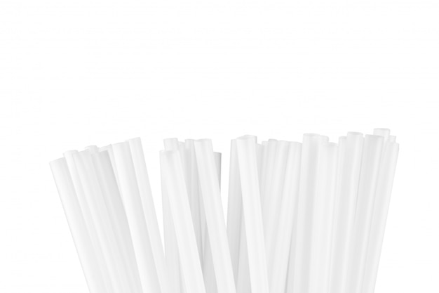 Plastic Straws isolated on white background