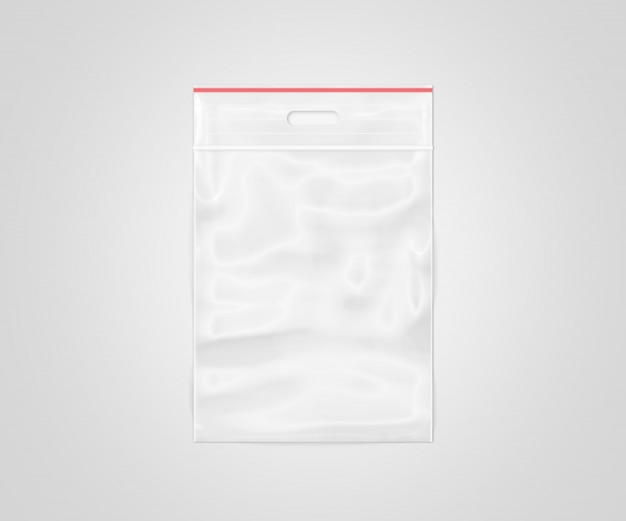 Photo plastic transparent zipper bag isolated