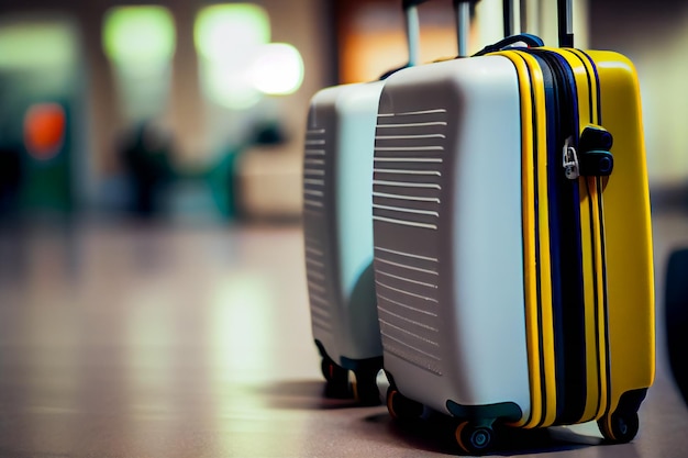 Plastic Travel Suitcases The concept of vacation and travel Generative AIxA