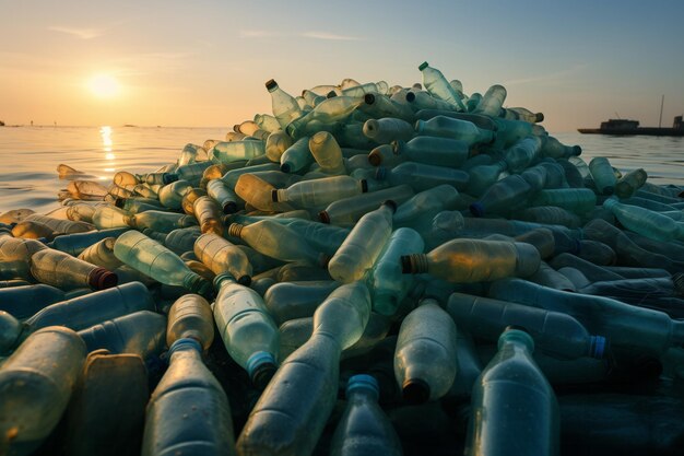 Plastic waste on the beach Pollution environment concept