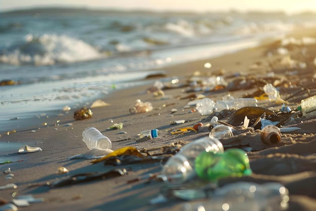 写真 プラスチック廃棄物 ビーチカバー コンセプト 環境汚染 ビーチクリーニング プラスティックフリー 海洋 エコフレンドリーなライフスタイル