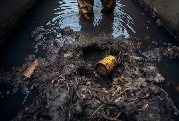 plastic waste in the gutter