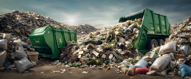 Foto discarica di rifiuti di plastica