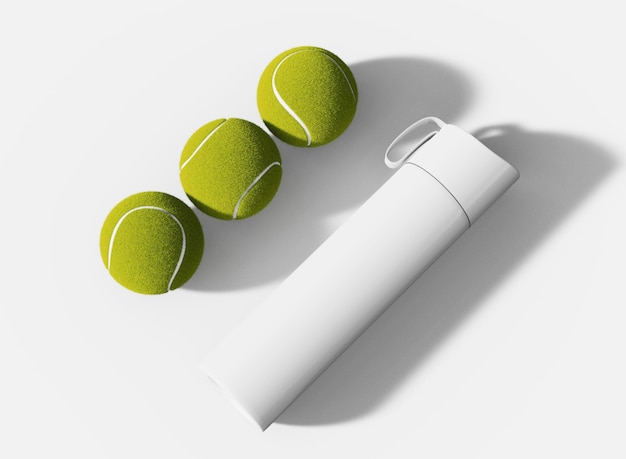 Photo plastic water bottle with tennis balls