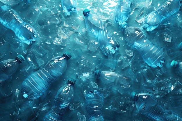 写真 プラスチック製の水瓶や水袋 環境汚染