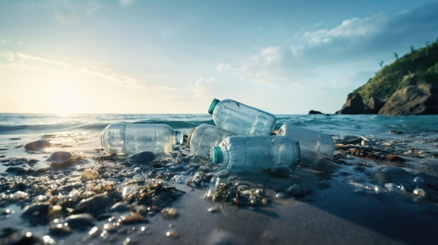 Foto bottiglie d'acqua in plastica dannose per l'ambiente