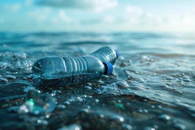 Plastic water bottles pollute the ocean