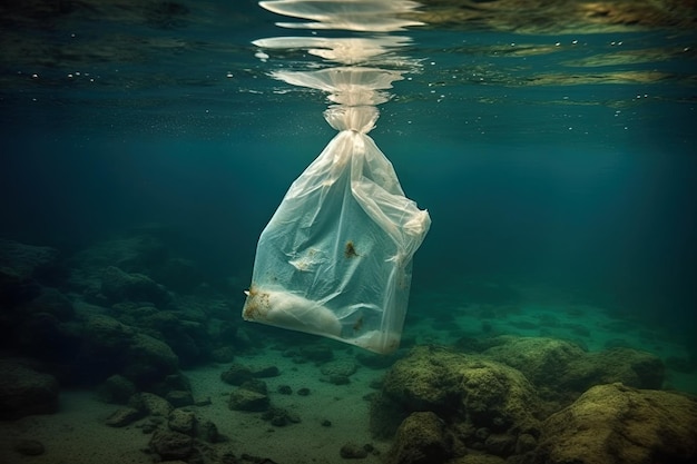 Plastic zak onder de zee Generatieve AI