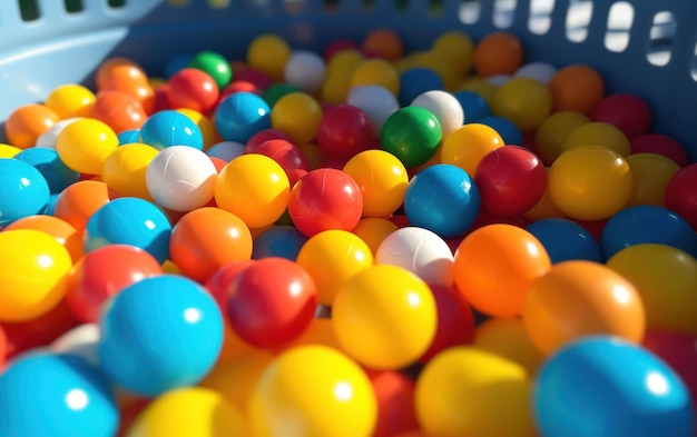 Plasticballen vullen een zwembad voor kinderen