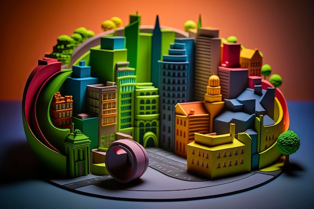 Foto città d'arte di plastilina ai generativa